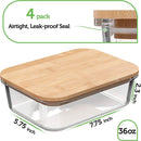 Recipientes de vidro para armazenamento de alimentos com tampas de bambu (pacote com 4, 1020 g) Recipientes de preparação de refeições ecológicos herméticos – sem plástico, sem BPA
