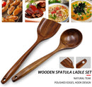 FJNATINH Espátula wok grande de madeira, 33 cm de teca natural, cabo longo, revestido, resina natural, feita à mão para panelas antiaderentes