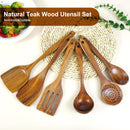 FJNATINH Espátula wok grande de madeira, 33 cm de teca natural, cabo longo, revestido, resina natural, feita à mão para panelas antiaderentes