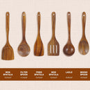 FJNATINH Espátula wok grande de madeira, 33 cm de teca natural, cabo longo, revestido, resina natural, feita à mão para panelas antiaderentes