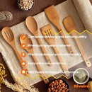 Riveira Colheres de cozinha de bambu com 6 peças – Conjunto de utensílios de cozinha de madeira com colheres de madeira para cozinhar e espátulas, conjuntos de utensílios de madeira – Conjunto de