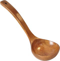 FJNATINH Espátula wok grande de madeira, 33 cm de teca natural, cabo longo, revestido, resina natural, feita à mão para panelas antiaderentes