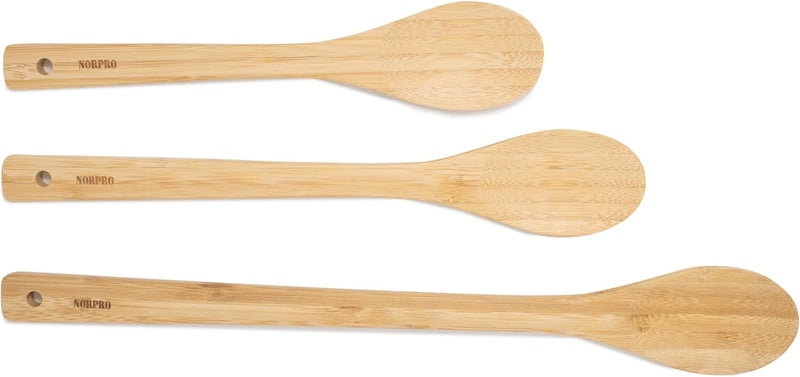 Norpro Espátula de bambu de 30,5 cm, cabo plano