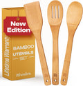 Riveira Colheres de cozinha de bambu com 6 peças – Conjunto de utensílios de cozinha de madeira com colheres de madeira para cozinhar e espátulas, conjuntos de utensílios de madeira – Conjunto de