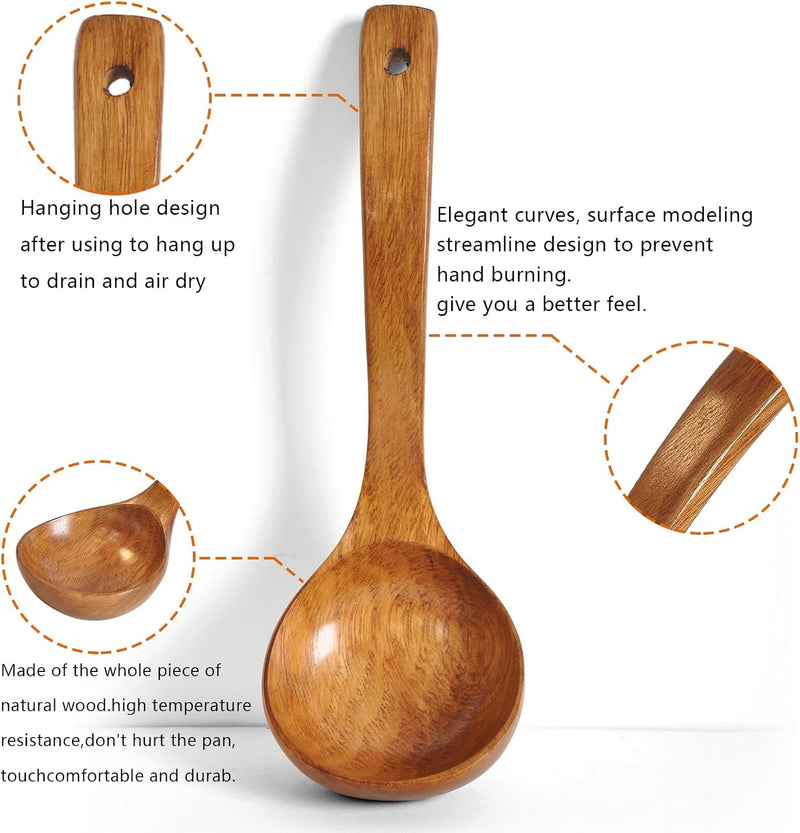 FJNATINH Espátula wok grande de madeira, 33 cm de teca natural, cabo longo, revestido, resina natural, feita à mão para panelas antiaderentes