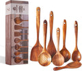 FJNATINH Espátula wok grande de madeira, 33 cm de teca natural, cabo longo, revestido, resina natural, feita à mão para panelas antiaderentes